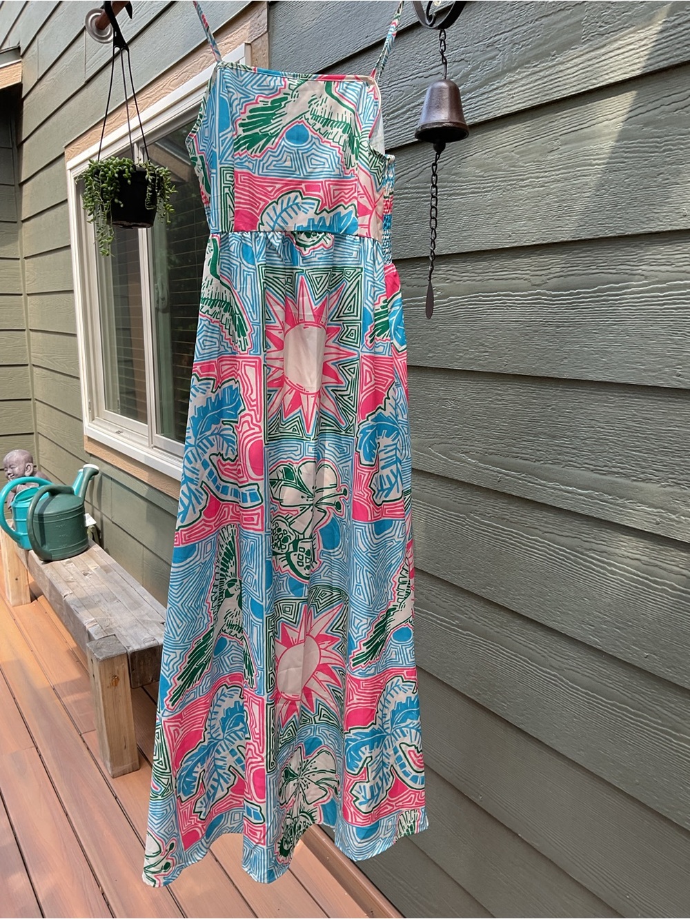 Women’s Pink, Blue & Green Printed Maxi Dress
